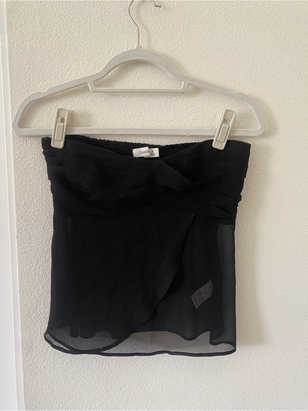 Glassons Black Strapless Chiffon Overlay Top